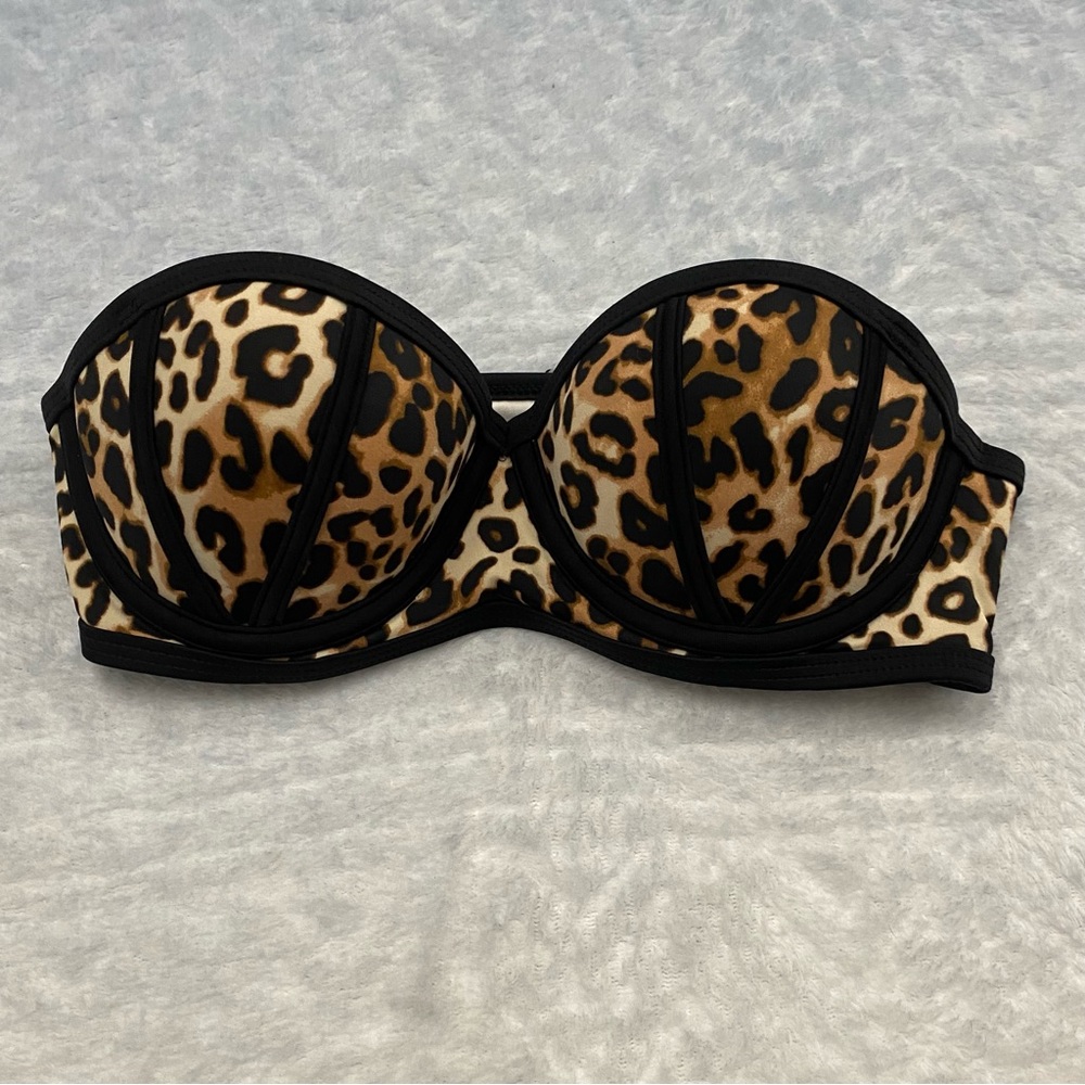 Victorias Secret Strapless Leopard Print XS Bikini Top